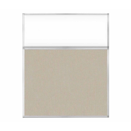 Versare Hush Panel Configurable Cubicle Partition 5' x 6' W/ Window Sand Fabric Clear Window 1852616